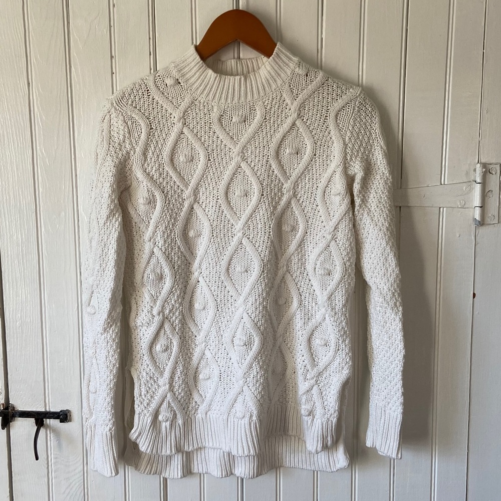 Rachel Zoe Mock Neck Dot Knit Cotton Sweater